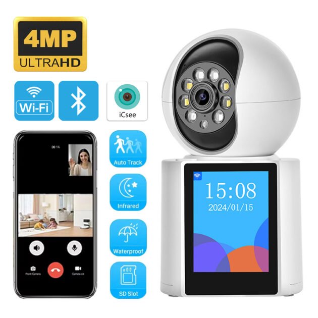 Caméra d'appel vidéo WIFI sans fil , moniteur de protection de sécurité pour bébé, écran 2.8 pouces, bouton d'appel PTZ, détection de forme humaine
